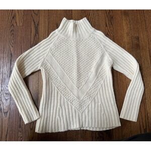 Banana Republic Vintage Cream Merino Alpaca Wool Mock Neck Sweater Size Large